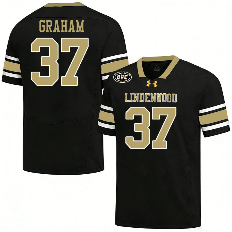 Lindenwood Lions #37 Will Graham College Football Jerseys,Uniforms-Black